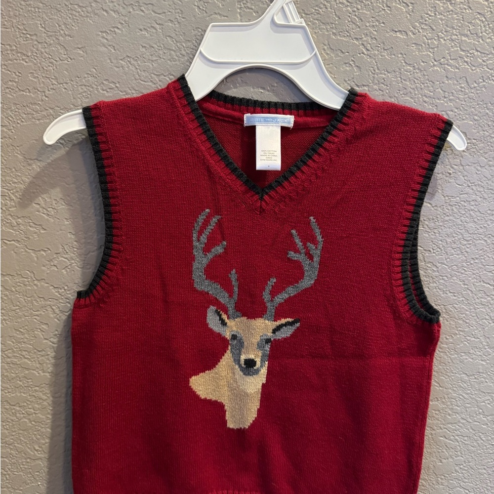 Janie and Jack Red Deer Sweater Vest